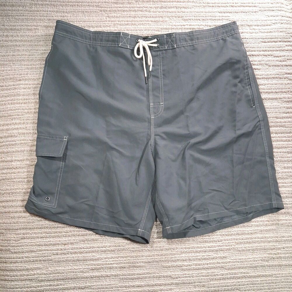 george mens 2xl 44-46 gray cargo swim trunks e-board 9 inch inseam board shorts